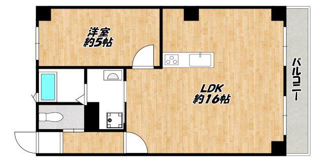 天満ドリームマンション(1LDK/4階)の間取り写真