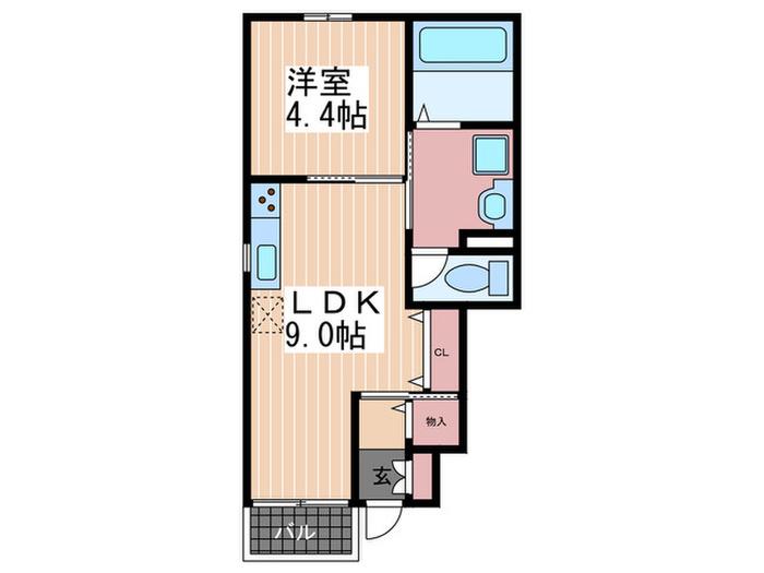 ハイツ海田稲荷町(1LDK/1階)の間取り写真