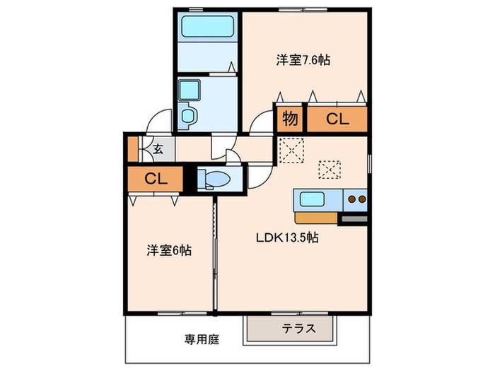 クレールコート(2LDK/1階)の間取り写真