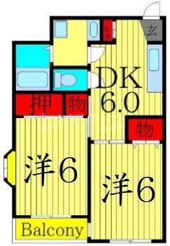 サンピアヒラタ(2DK/2階)の間取り写真