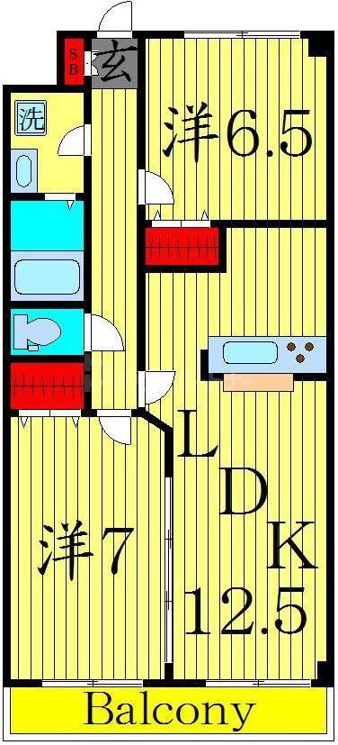 SPRINGCOURT(2LDK/3階)の間取り写真