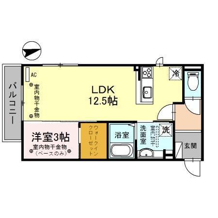 LAPIELI(1LDK/3階)の間取り写真