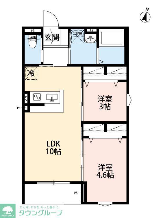 ROBOT HOME 新田(2LDK/1階)の間取り写真