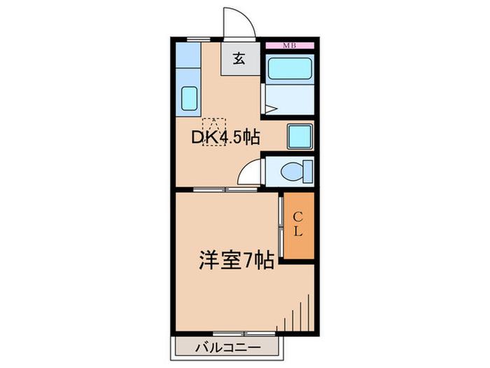 城北ハイツ(1DK/1階)の間取り写真