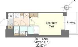 S-RESIDENCE上新庄BEAT(1K/4階)の間取り写真