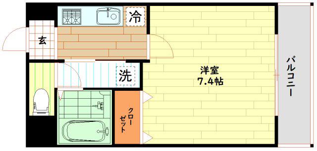 グラマシー心斎橋東(1K/9階)の間取り写真