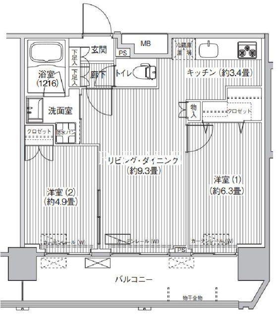 コスモグランス南品川(2LDK/13階)の間取り写真