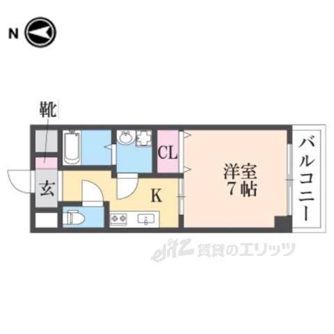 ゼファー東大阪(1K/2階)の間取り写真