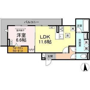 リュッカ鳥神(1LDK/1階)の間取り写真