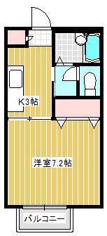 シャトルクレストK(1K/1階)の間取り写真
