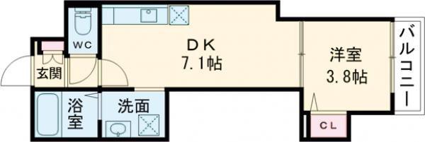 F ASECIA PUR 湊(1DK/1階)の間取り写真