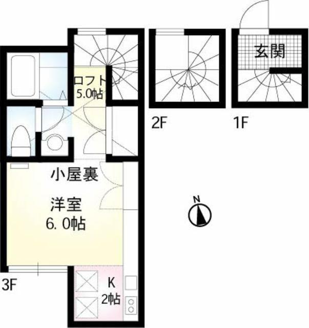 FAIR新小岩イースト(1K/3階)の間取り写真
