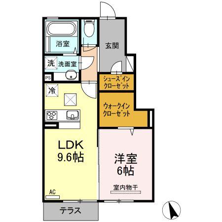 グランデュール B(1LDK/1階)の間取り写真