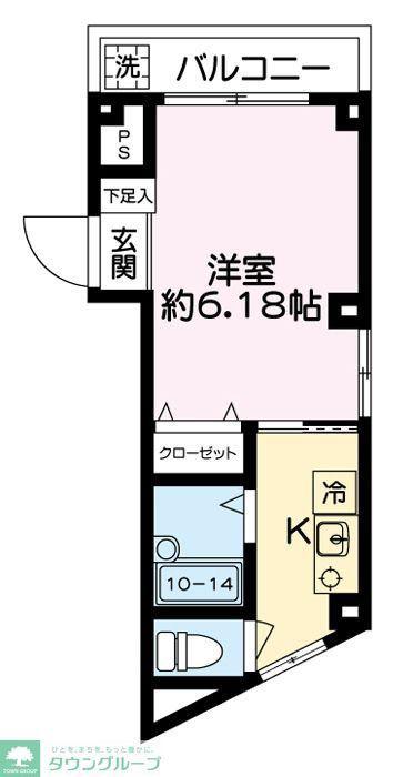 南町共栄ビル(1K/2階)の間取り写真