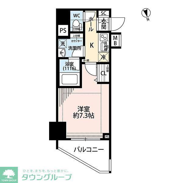 プレールドゥーク東新宿III(1K/7階)の間取り写真