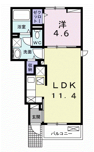 プルミエール 春 I(1LDK/1階)の間取り写真