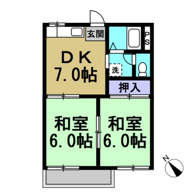 フォーブル末広(2DK/2階)の間取り写真