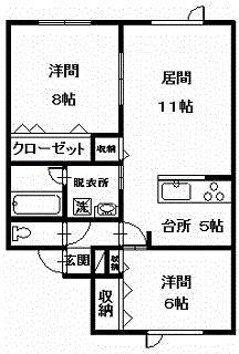 MK IIマンション(2LDK/2階)の間取り写真