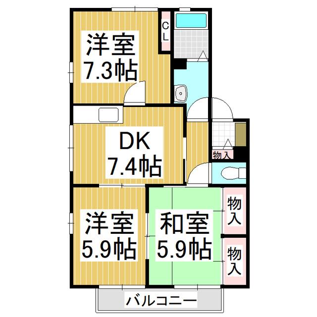マルベリーハイツ A(3DK/1階)の間取り写真
