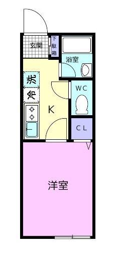 TJ杭ノ瀬II B(1K/1階)の間取り写真