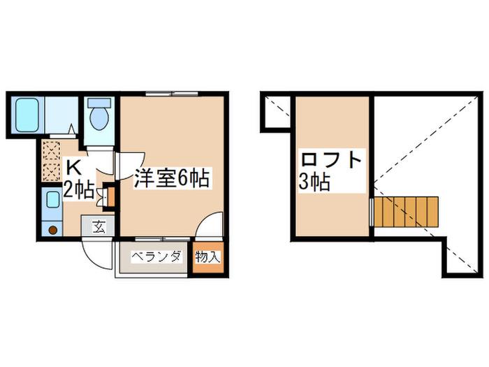 クレインハイツ(1K/2階)の間取り写真