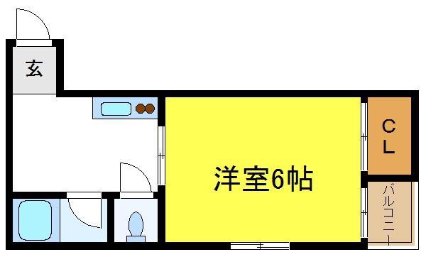 ドリーム平野(1K/2階)の間取り写真