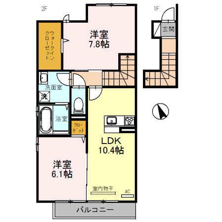 プレミア(2LDK/2階)の間取り写真