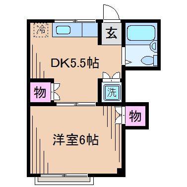 大島ビル(1DK/2階)の間取り写真