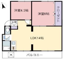 第1福家マンション(2LDK/2階)の間取り写真
