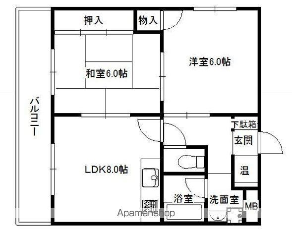 愛宕ビル(2LDK/6階)の間取り写真