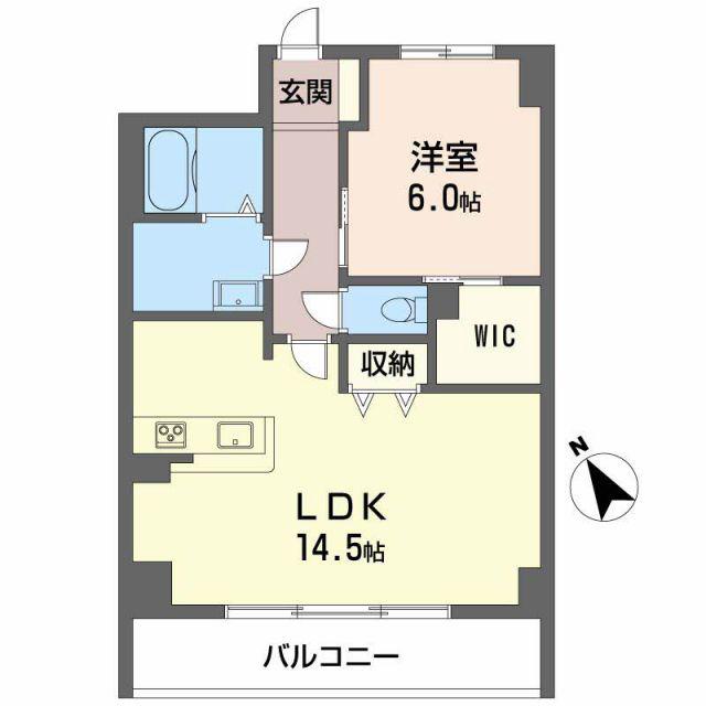 ヴィラシーンABE(1LDK/6階)の間取り写真
