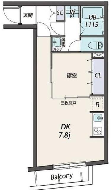 クリスタルコート大山(1DK/3階)の間取り写真