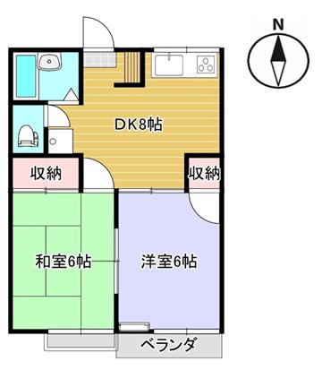 池田町 グリーンハイツ(2DK/2階)の間取り写真