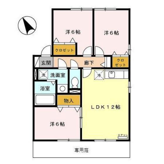 リビングタウン中川栄町(3LDK/1階)の間取り写真