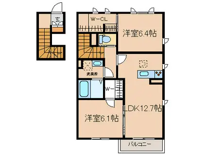 喜ら音 弐番館(2LDK/2階)の間取り写真