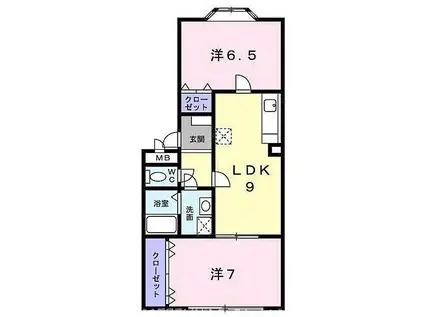 グランプエンテセルカ西町(2LDK/1階)の間取り写真