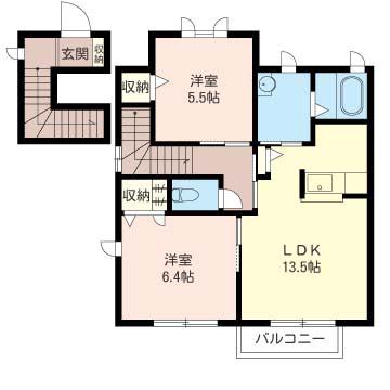 アーバンライフB(2LDK/2階)の間取り写真