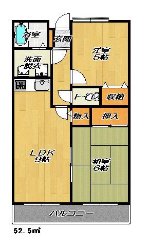 グレイシィーK.Y(2LDK/3階)の間取り写真