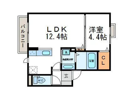LA PORTEラ・ポルテ(1LDK/2階)の間取り写真