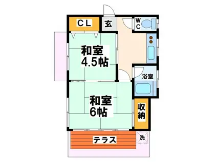 八幡町スカイハイツ(2K/1階)の間取り写真