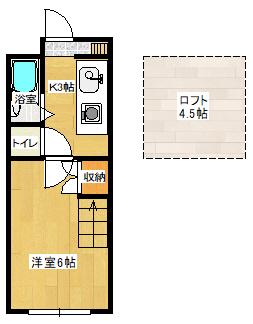 ヴィレッヂワタカベ(1K/2階)の間取り写真