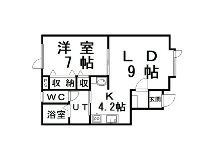 メゾンド桂(1LDK/2階)の間取り写真