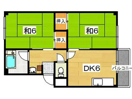双康マンション(2DK/2階)の間取り写真