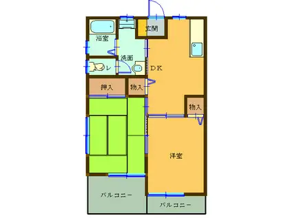 ハイムリバーサイド(2DK/2階)の間取り写真