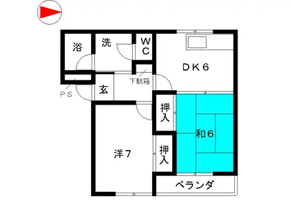 ハイツプランタン(2DK/2階)の間取り写真