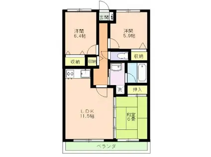 パストラールハイム(3LDK/4階)の間取り写真