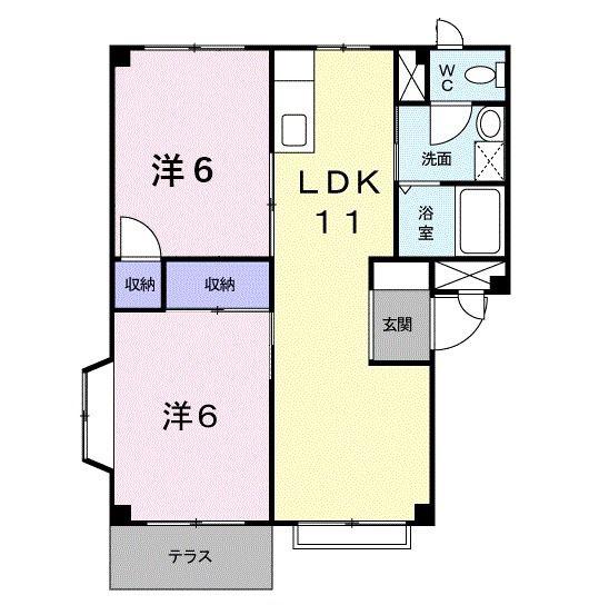 パロス壱番館(2LDK/1階)の間取り写真