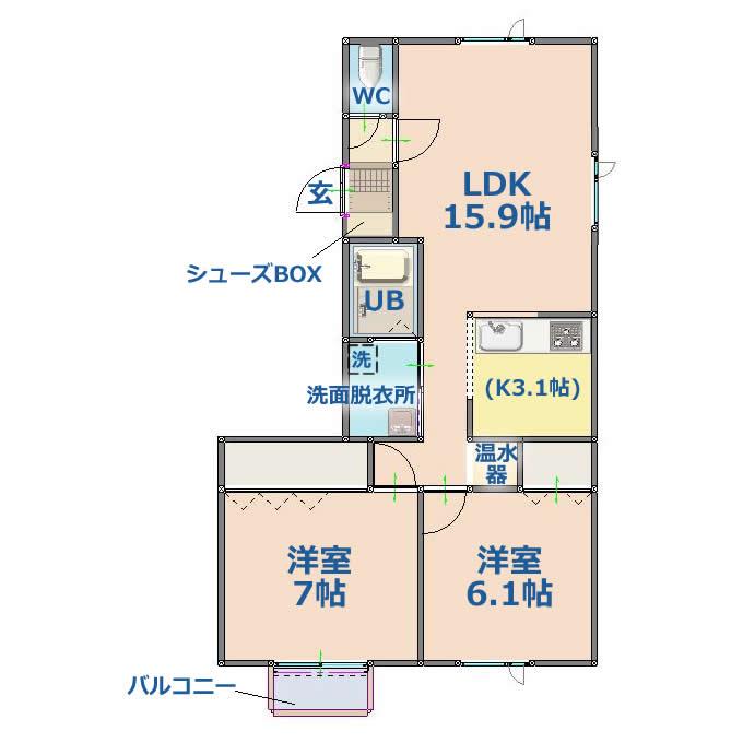 SーSTAGE(2LDK/1階)の間取り写真