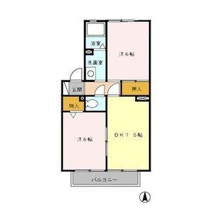 パラシオ愛芳 B棟(2DK/2階)の間取り写真