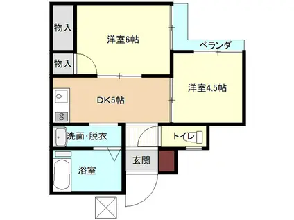 ハイツ南原(2DK/1階)の間取り写真